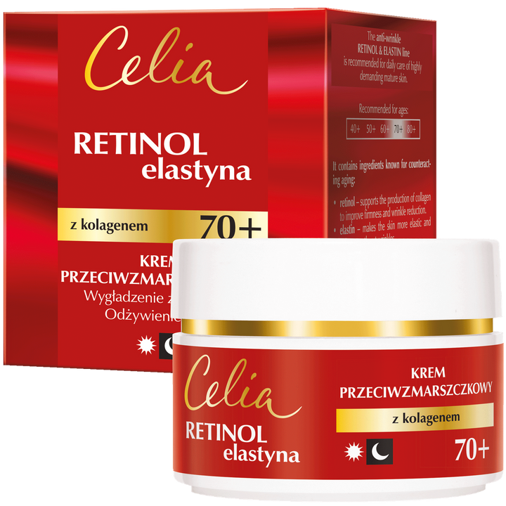 CELIA Retinol and Elastin 70 Plus Anti Wrinkle Cream with Collagen Day and Night 50 ml 5900525085856