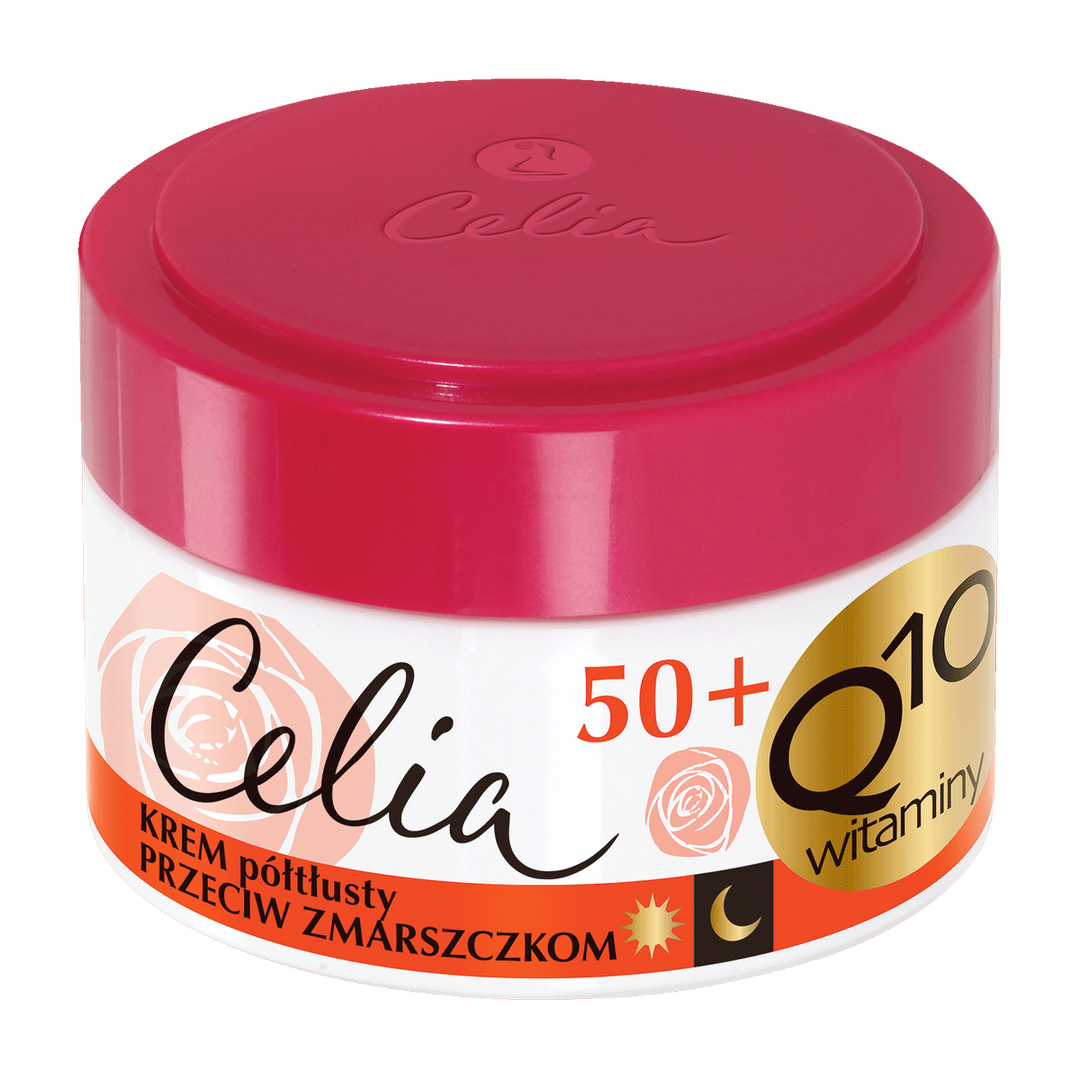 CELIA Q10 Vitamins 50 Plus Anti-Wrinkle Semi-Rich Cream with Vitamin C, Q10 & Retinol – Skin Renewal & Firming 50 ml - 5900525059215