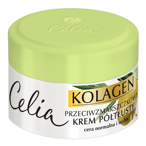 Celia - Kolagen + Oliwka 40+ - PÓŁTŁUSTY KREM przeciwzmarszczkowy do skóry dojrzałej normalnej i suchej 50ml 5900525054029