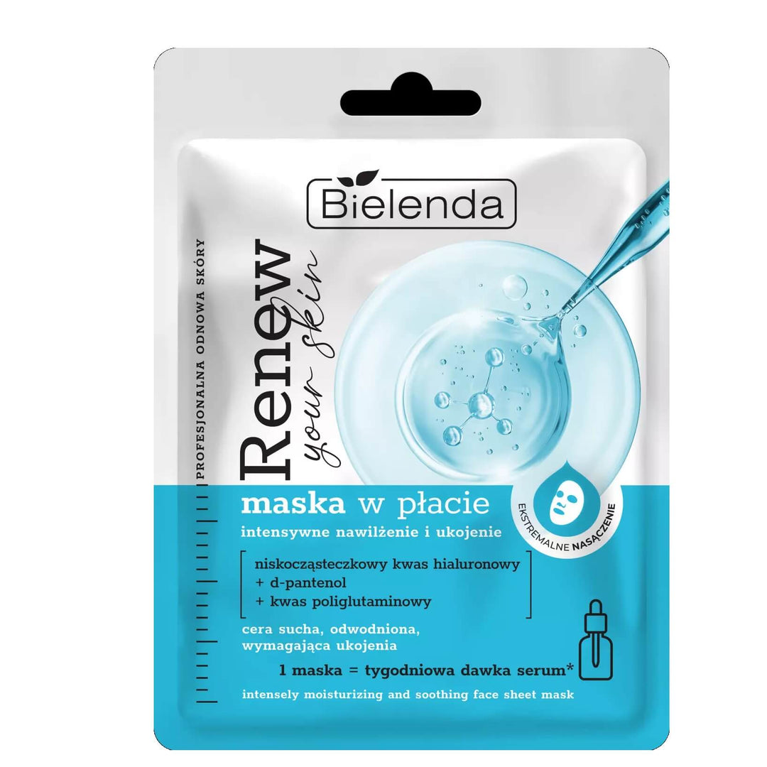 Bielenda Renew Your Skin Intensywnie nawilżająca kojąca maska ​​w płachcie 1 szt.