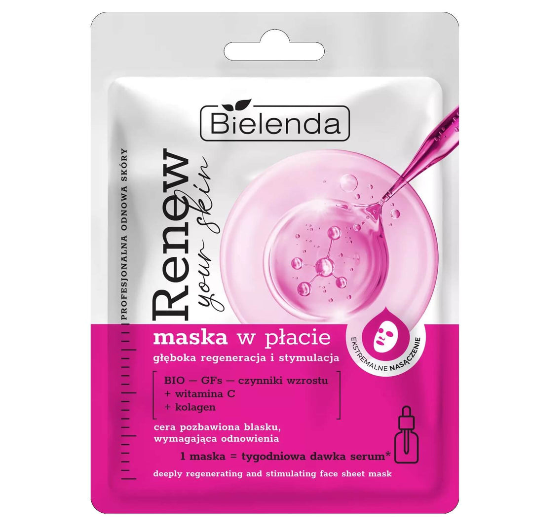 Bielenda Renew Your Skin Głęboko regenerująca i stymulująca maska ​​w płachcie 1 szt.