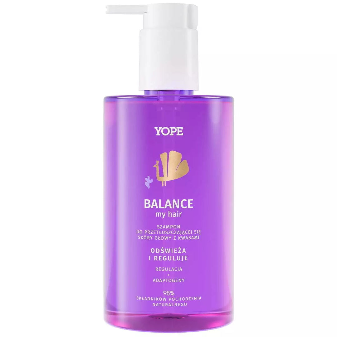 YOPE BALANCE my HAIR Szampon do przetłuszczającej się skóry głowy z kwasami i adaptogenem: Mirtem Cytrynowym 300ml 5903760202996