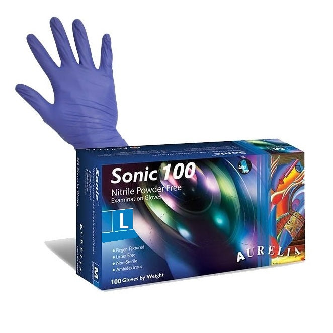 Aurelia Sonic 100 Nitrile Powder &amp; Latex Free Examination Gloves Rozmiar L 100 szt.