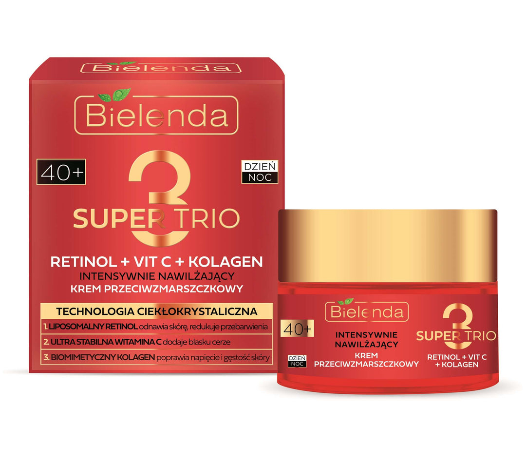 Bielenda Super Trio Retinol + Vit C + Collagen Intensywnie Nawilżający Krem 40+ 50ml