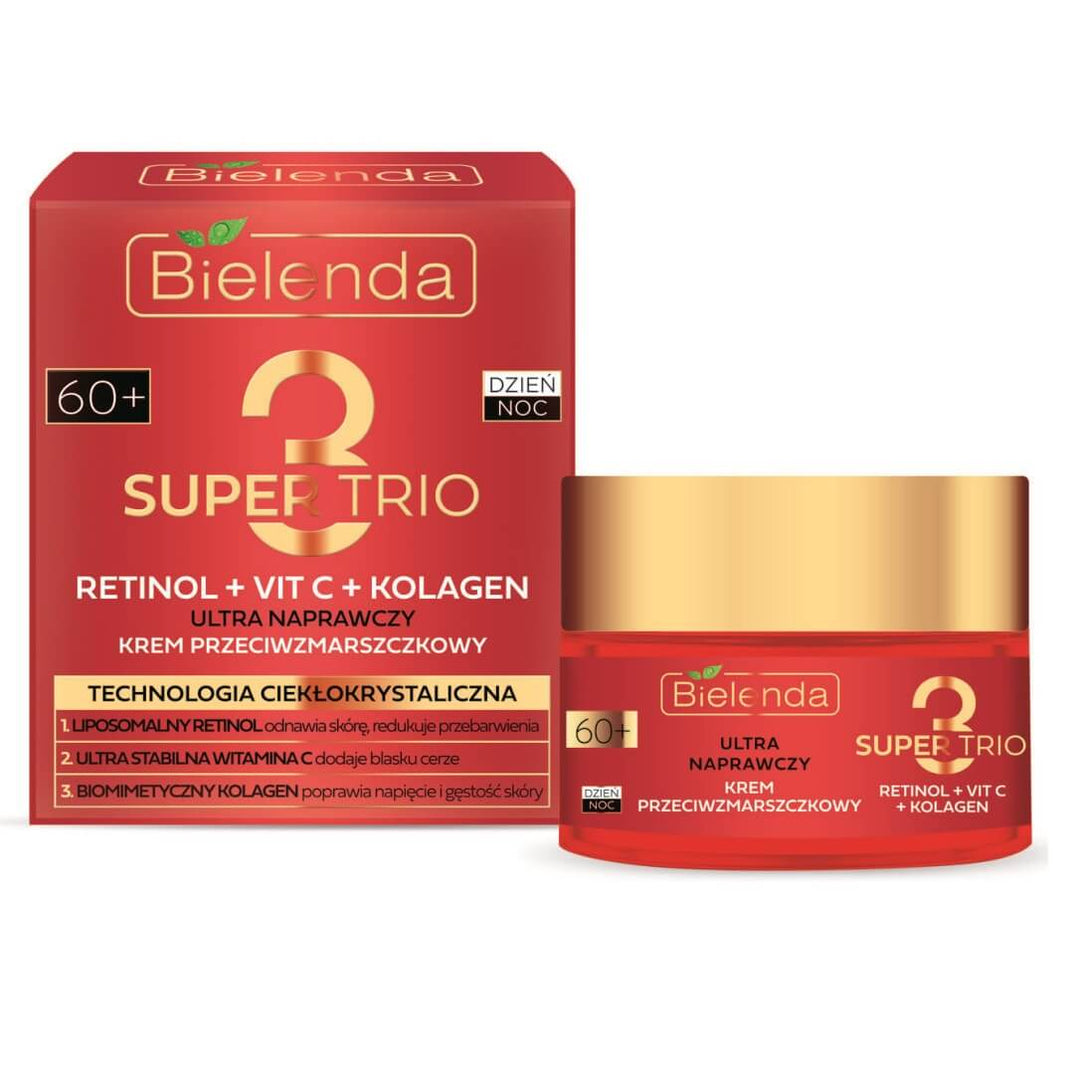 Bielenda Super Trio Retinol + Vit C + Collagen Ultra Repairing Krem Przeciwzmarszczkowy 60+ 50ml