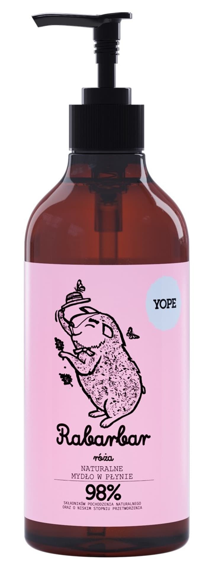 Yope - Naturalne mydło w płynie do rąk 98% składników pochodzenia naturalnego RABARBAR i RÓŻA 500ml 5900168904323